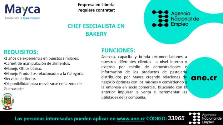 Chef especialista . mayca